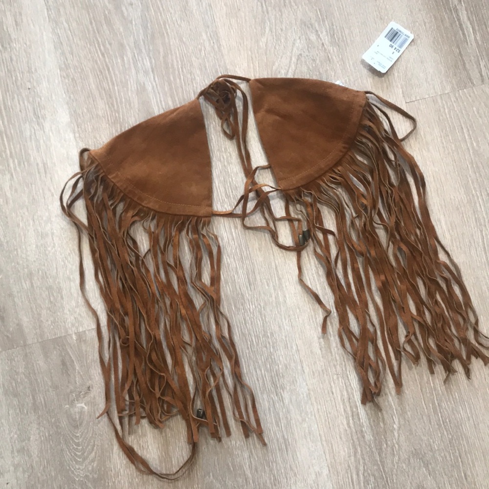 Forever 21 Brown Fringe Halter Top
